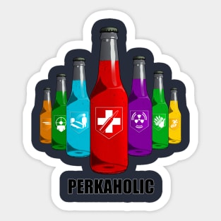 Zombie Perks in Triangle Perkaholic on Navy Blue Sticker